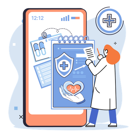 Online medical healthcare app  イラスト