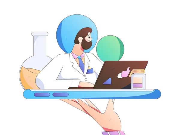 Online medical research  Illustration