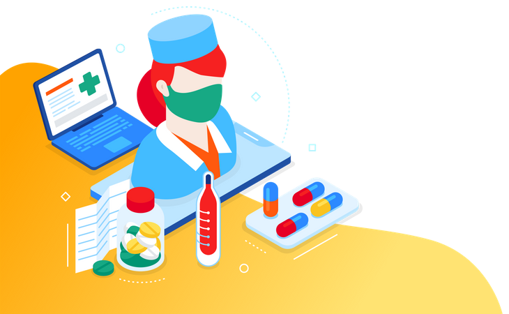 Online medication consultation  Illustration