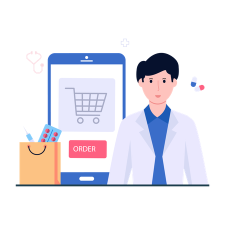 Online Medicine Shopping Illustration