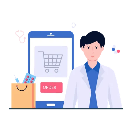 Online Medicine Shopping  Illustration