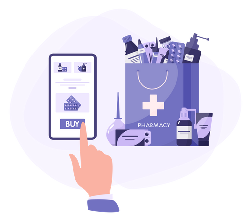 Online medicine shopping app Illustration