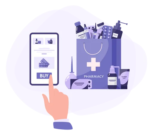 Online medicine shopping app Illustration