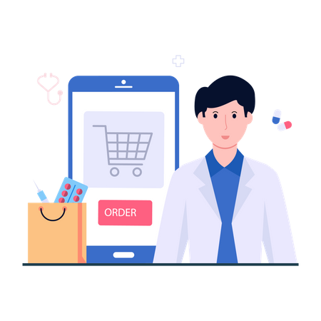 Online Medicine Shopping  Illustration