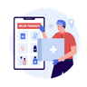 illustrations of online medicine store