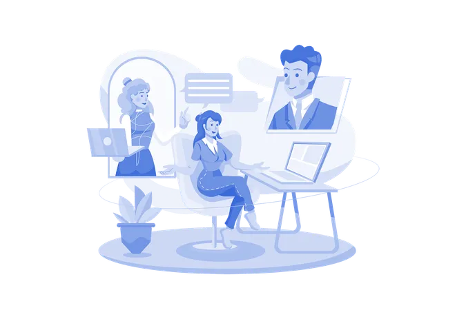 Online Meeting Illustration Concept On A White Background Illustration