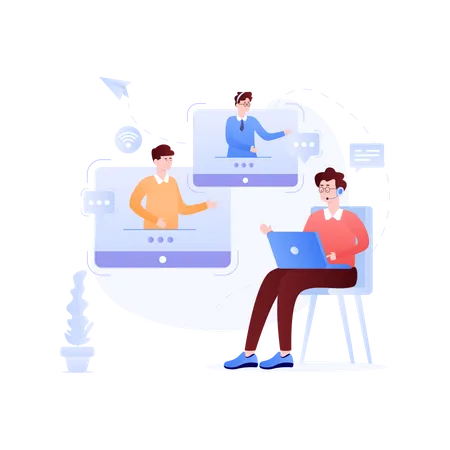 Check Out Premium Flat Illustration Of Online Meeting Illustration