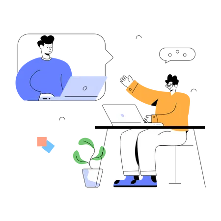 Ready To Use Flat Illustration Of Online Meeting Illustration