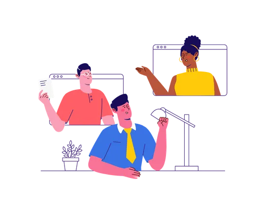 Online Meeting at Work  Illustration