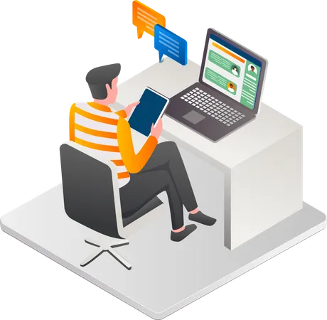Have A Conversation On The Computer Illustration