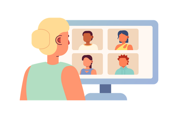 Online meeting for remote workers  Illustration