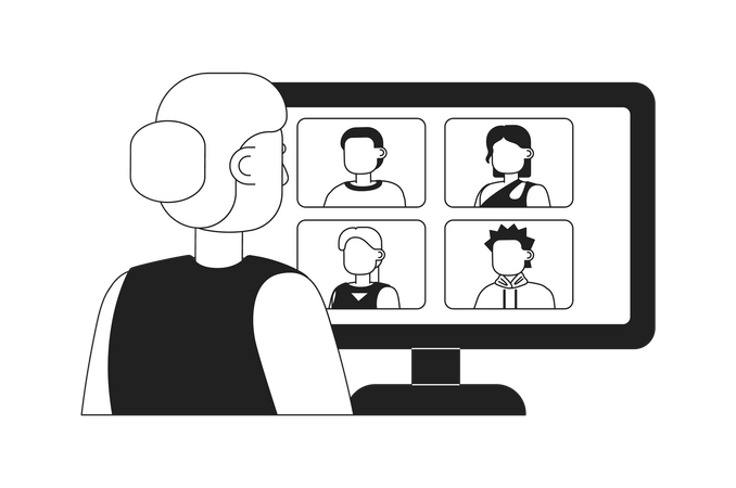 Online meeting for remote workers Illustration