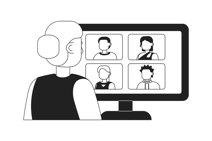 Online-Meeting für Remote-Mitarbeiter  Illustration
