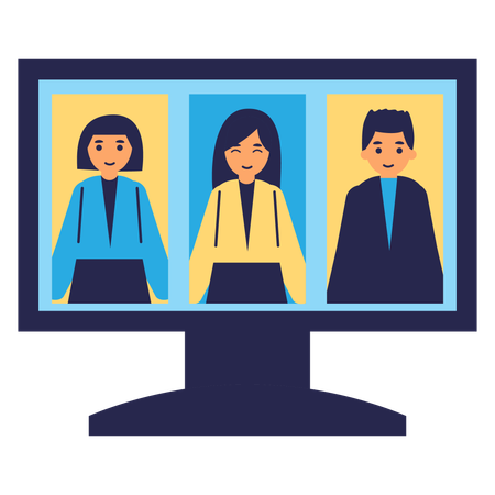 Online meeting via video conference  Illustration