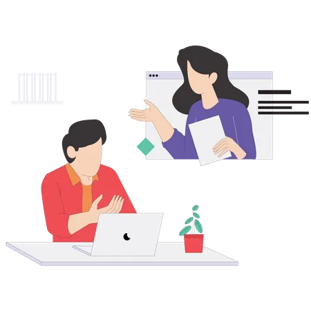 Online meeting with developer team  Illustration