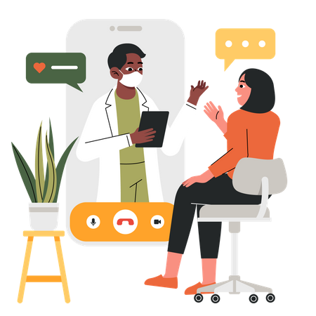 Online mental health consultation  Illustration