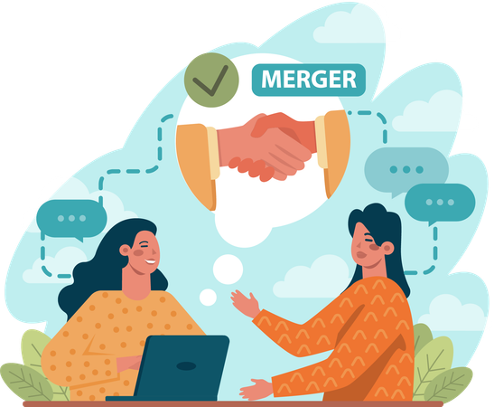 Online merger meeting  Illustration