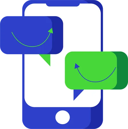 This Icon Showing Interlinked Speech Bubbles On A Smartphone Symbolizes Online Communication And Message Exchange Perfect For Depicting Chat Based Marketing Interactions Customer Service Communications And Social Media Engagements Illustration