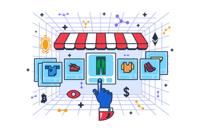 Online metaverse shopping  Illustration