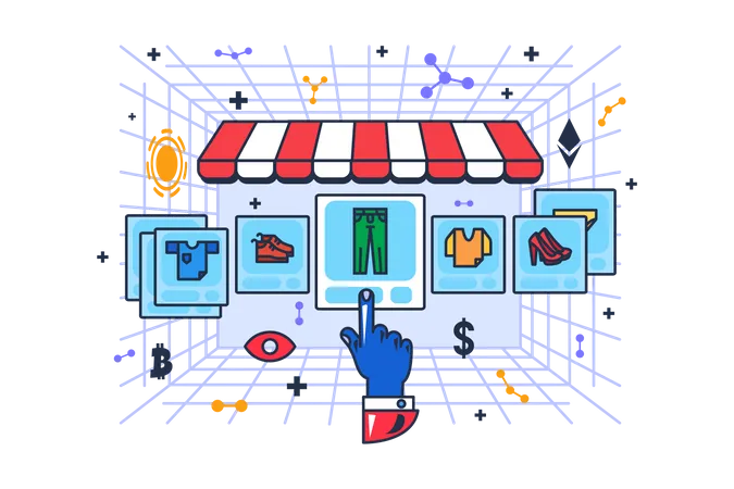 Online metaverse shopping  Illustration