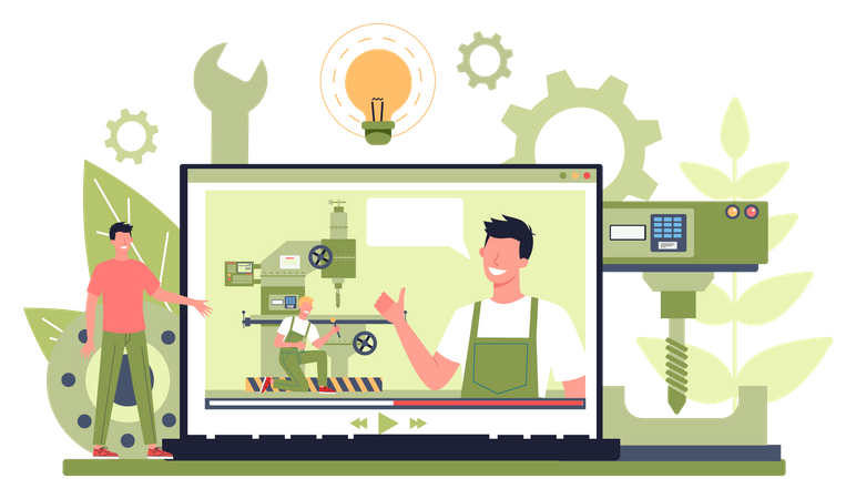 Online milling machine training  Illustration