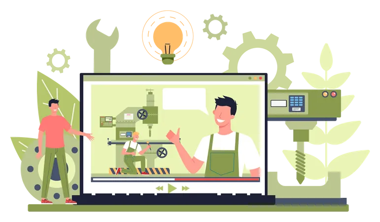 Online milling machine training  Illustration