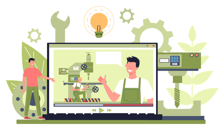 Online milling machine training  Illustration