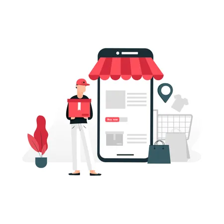 Online mobile store and home delivery Illustration