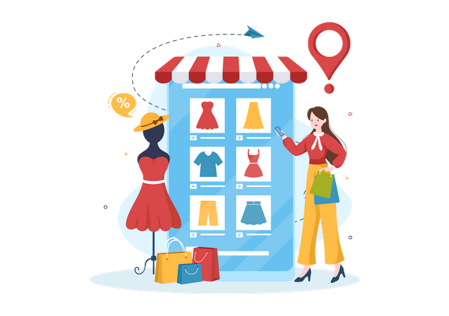 Online-Modegeschäft  Illustration