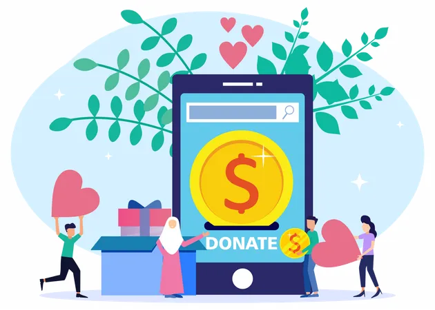 Online Money Donate  Illustration