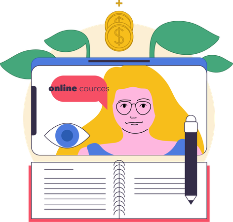 Online money making consulting  Illustration