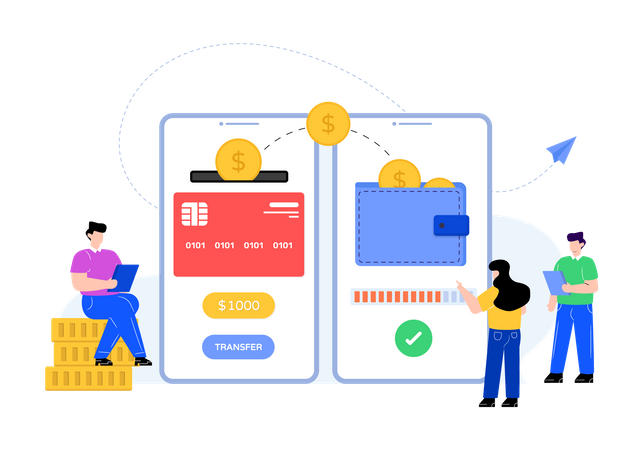 Online money transfer  Illustration