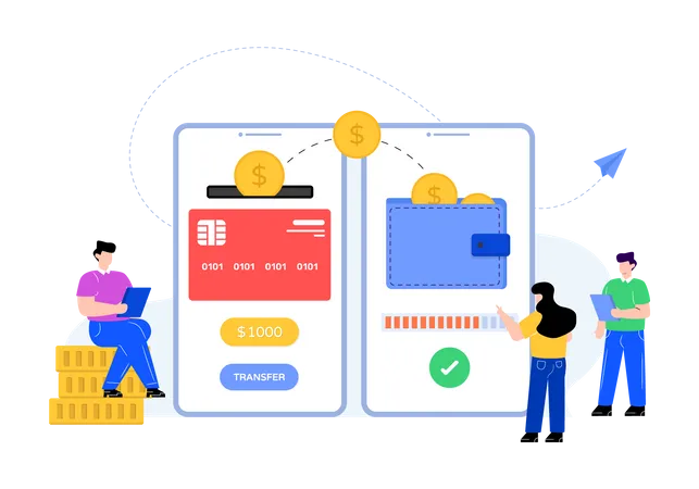 Online money transfer  Illustration