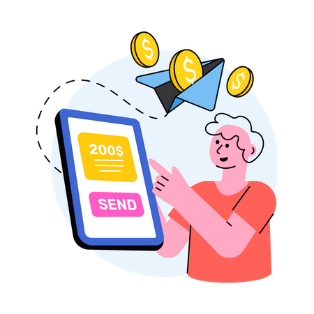 Online money transfer  Illustration