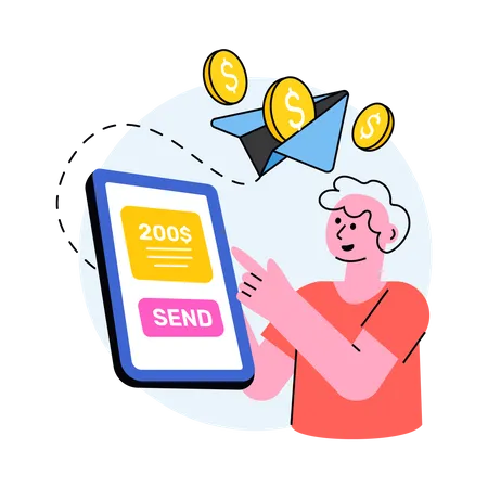 Online money transfer  Illustration