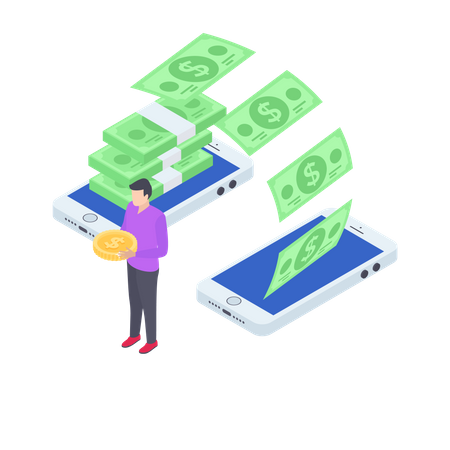 Online money transfer  Illustration