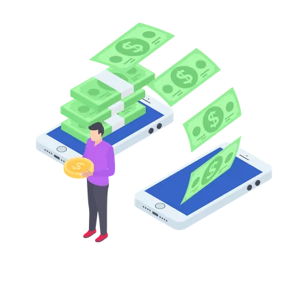 Online money transfer  Illustration