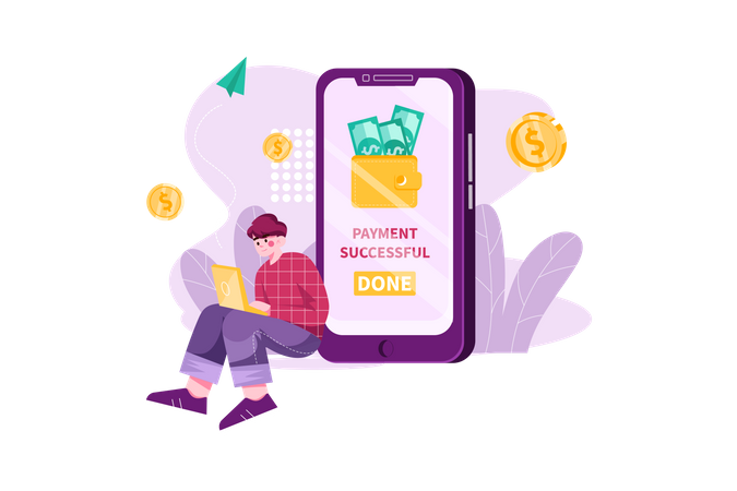 Online money transfer  Illustration