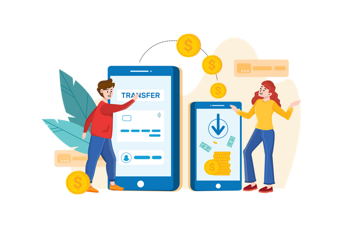 Online money transfer  Illustration