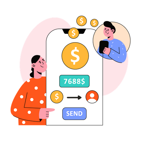 Online Money Transfer Illustration