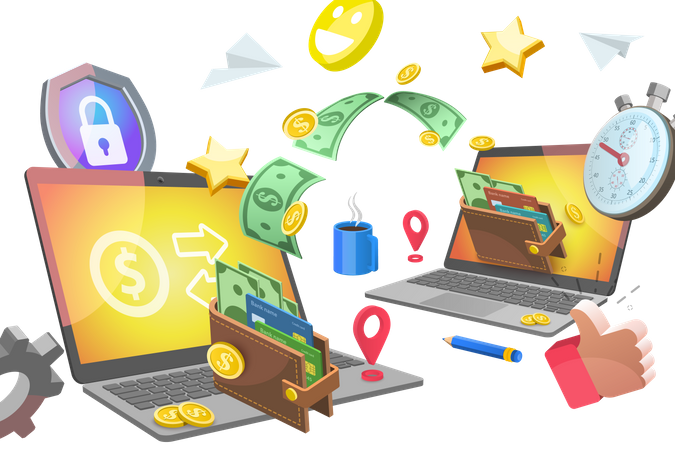Online Money Transfer  イラスト