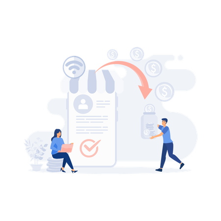 Online money transfer  Illustration