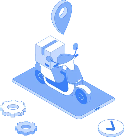 Online motorbike delivery  Illustration