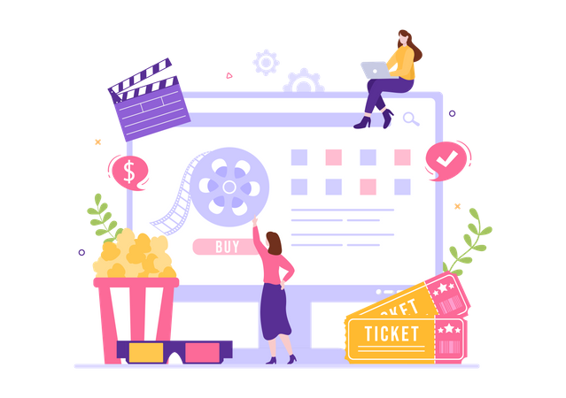 Online movie ticket buying platform  Illustration