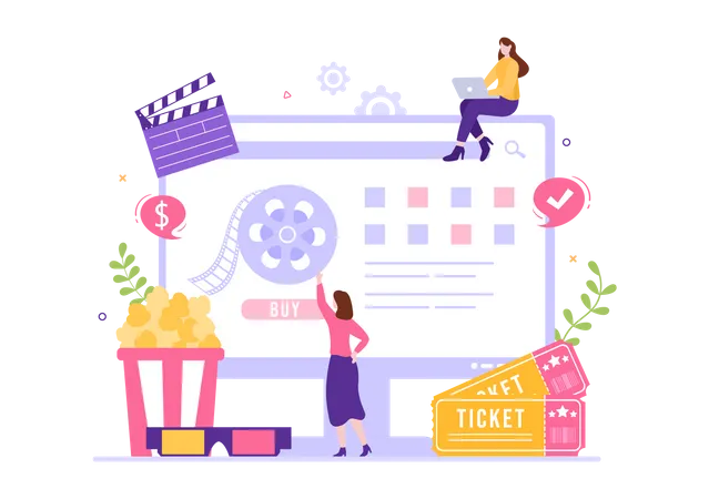 Online movie ticket buying platform  Illustration