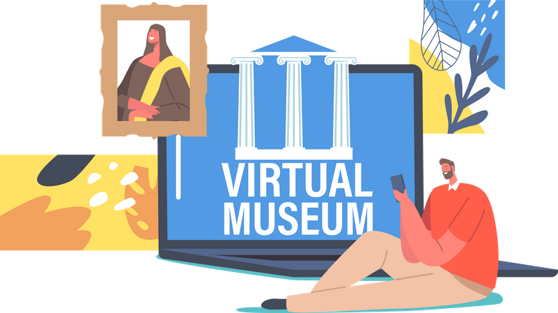 Online Museum Visit Illustration
