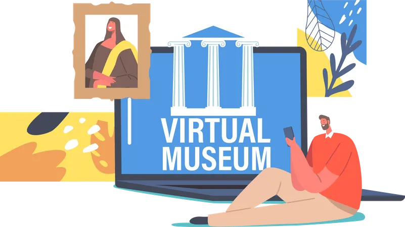 Online Museum Visit Illustration