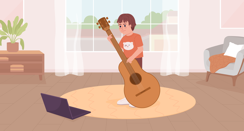 Online music class for kid  Illustration