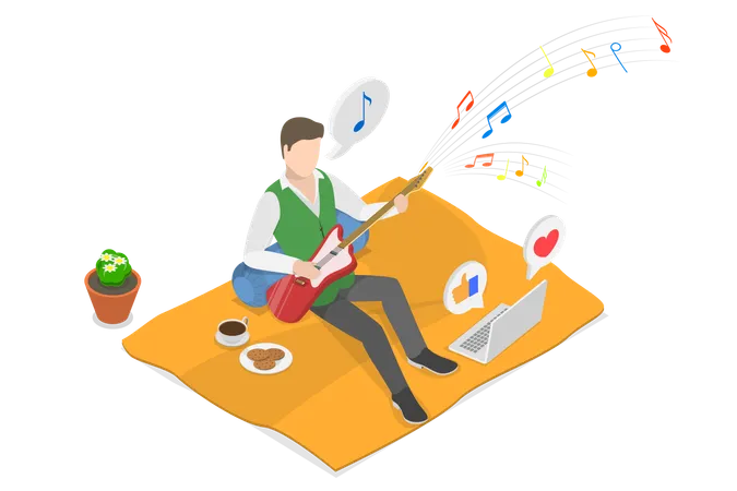 Online music class  Illustration