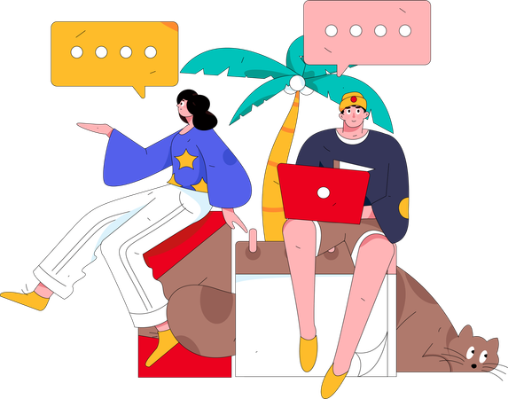 Online Networking Conversation  Illustration